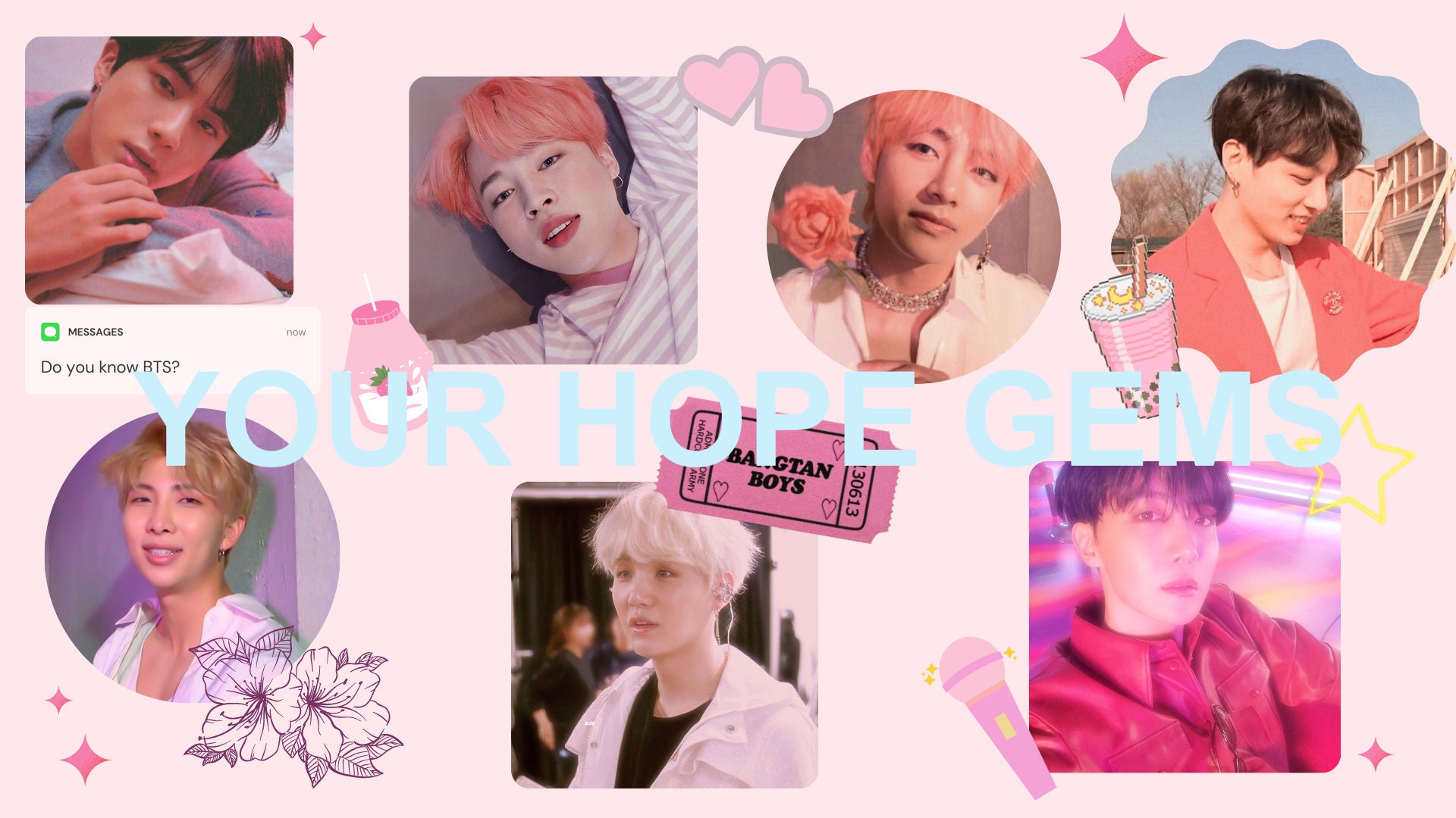 BTS Pink Aesthetic Desktop Wallpaper Digital Download PNG/PDF - Etsy