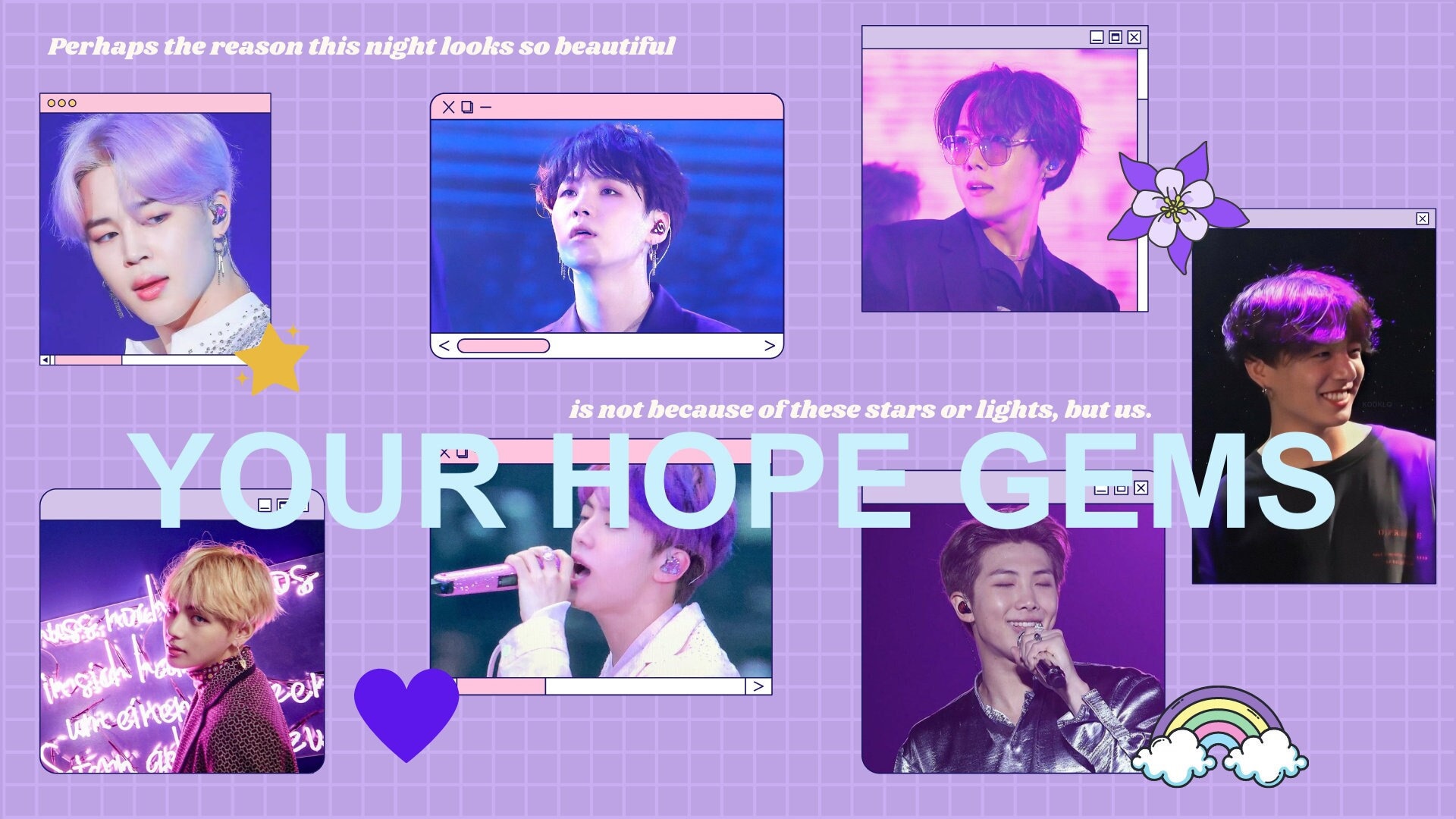 BTS Purple Aesthetic Desktop Wallpaper Digital Download - Etsy