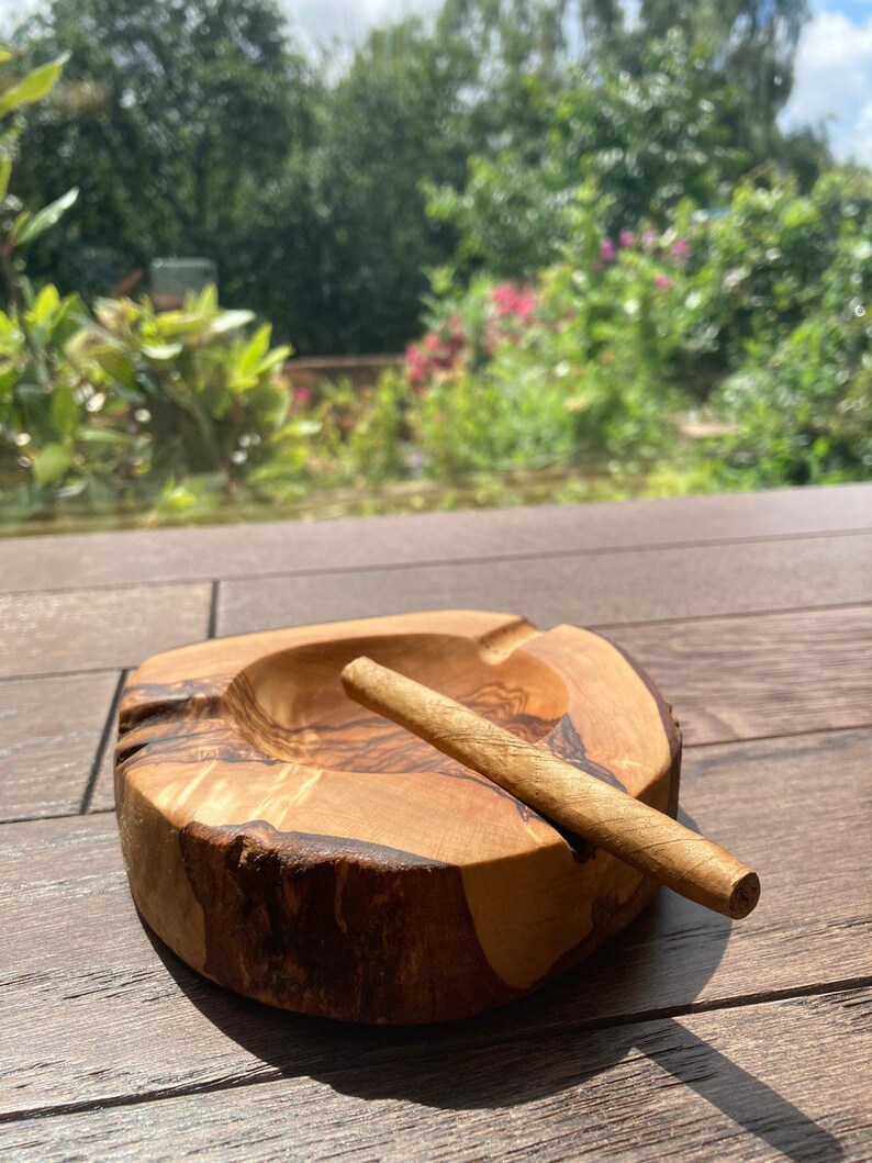 Rustic Ashtray Cigar Ashtray Handmade From Olive Wood Etsy