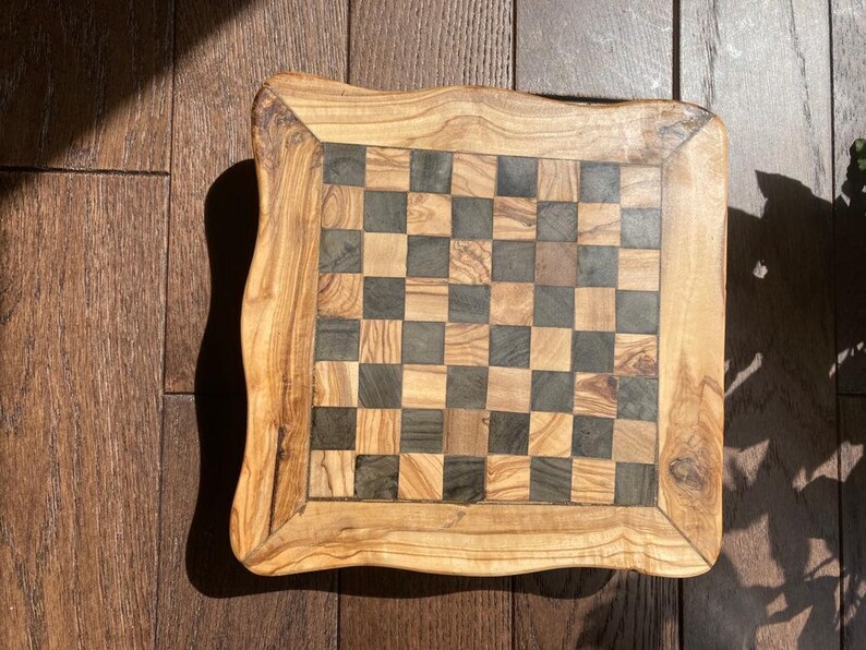 4in1 Chess Checkers Solitaire Domino rustic board game set Etsy
