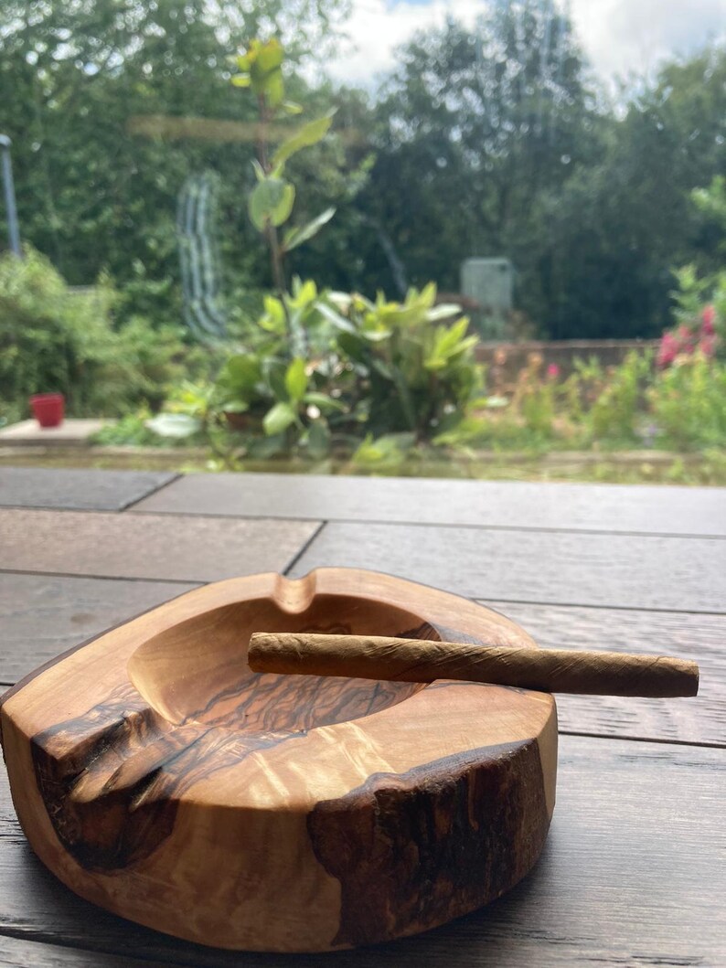 Rustic Ashtray Cigar Ashtray Handmade From Olive Wood Etsy