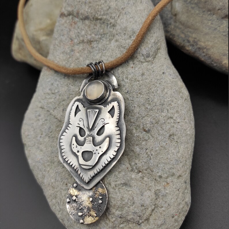 Sterling Silver 925 Wolf Pendant. Wolf Pendant With a Etsy