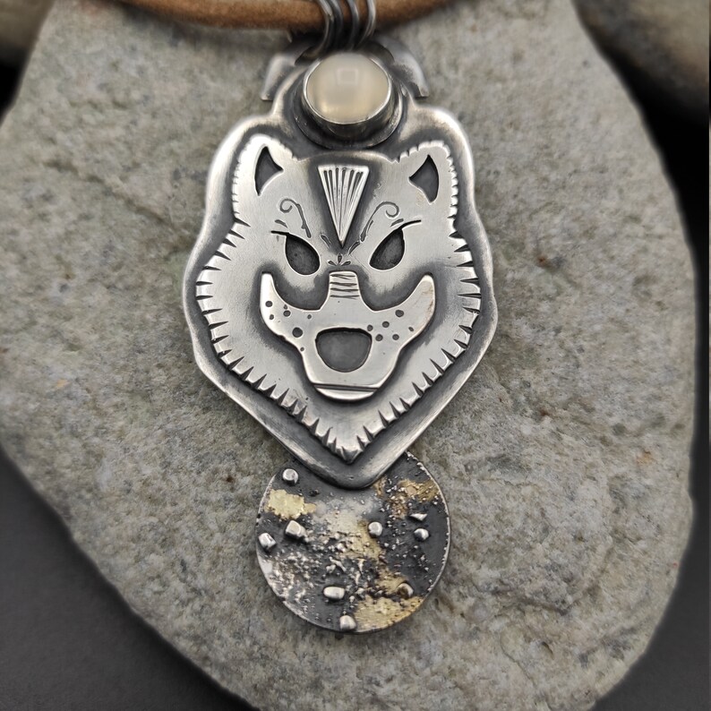 Sterling Silver 925 Wolf Pendant. Wolf Pendant With a Etsy