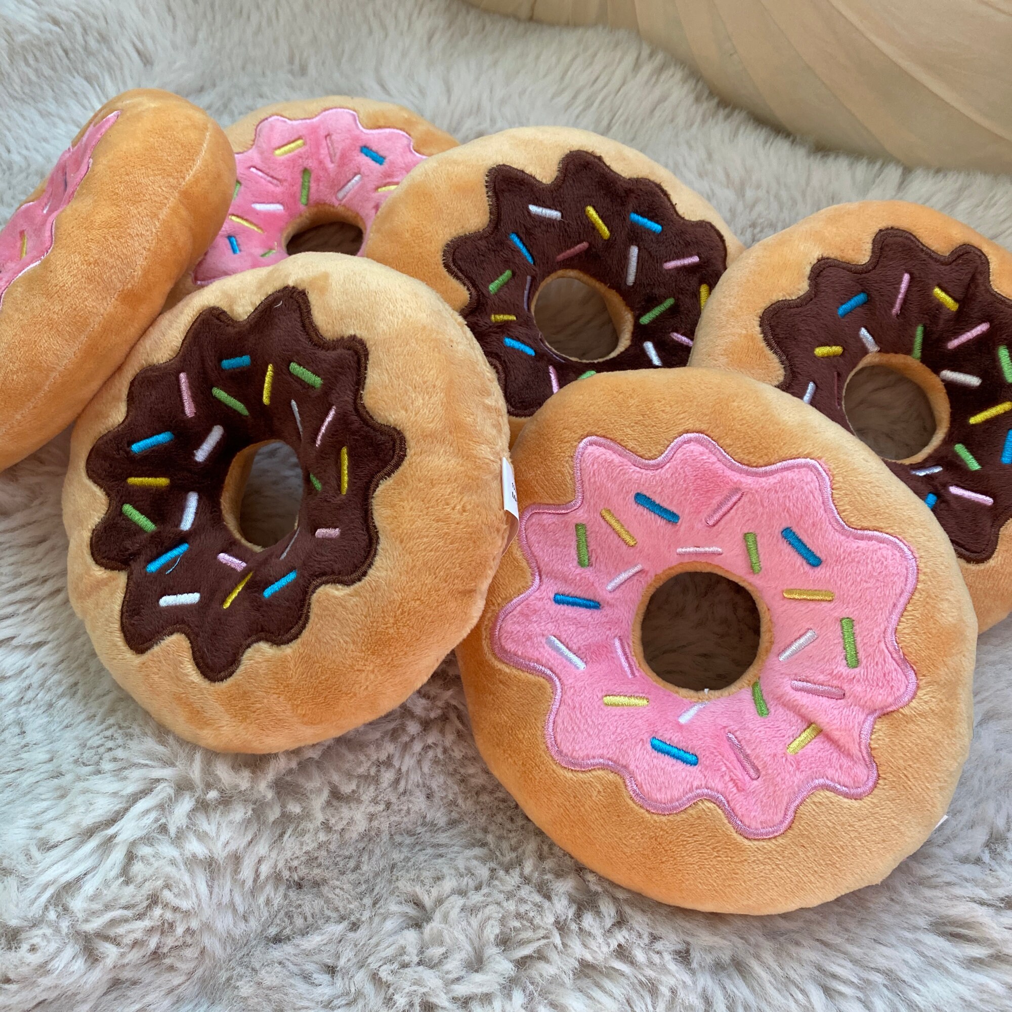 Sprinkled Donut Squeaky Dog Toys by Bek & Co for French Etsy