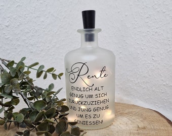 Flasche beleuchtet "Rente" -beleuchtet- tolles Geschenk, Dekoflasche