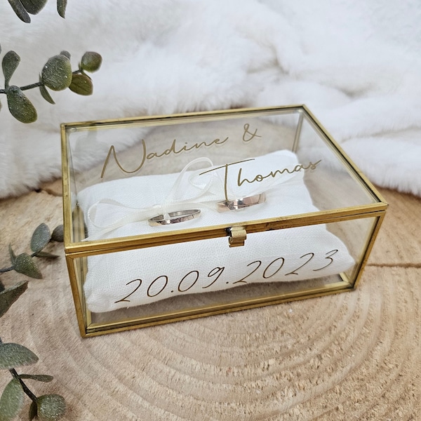 Ringkästchen / Ringbox mit Ringkissen / Hochzeit personalisiert - Größe L