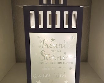 Personalisierte Laterne "Freunde sind wie Sterne" -beleuchtet- tolles Geschenk, Mitbringsel