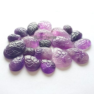 Carved Amethyst, Purple Amethyst Gemstone lot, Smooth Polished Carving, Carving Bulk Sale, amethyst crystal cab, for jewelry craft supply