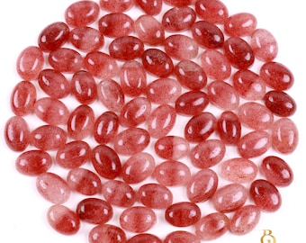 Pink Strawberry Quartz Gemstone – Calibrated Cabochon Oval Stone For Ring Making