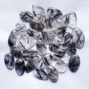 Rutile Stone! Wholesale lot of Black Rutile gemstone - bulk Rutile Stone Stone Cab - polished Larvikite Cabochon lot -  For Making Jewelry