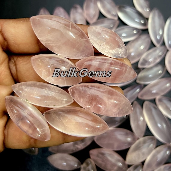 ローズクォーツ マーキスカボション ロット – ハンドメイド研磨宝石