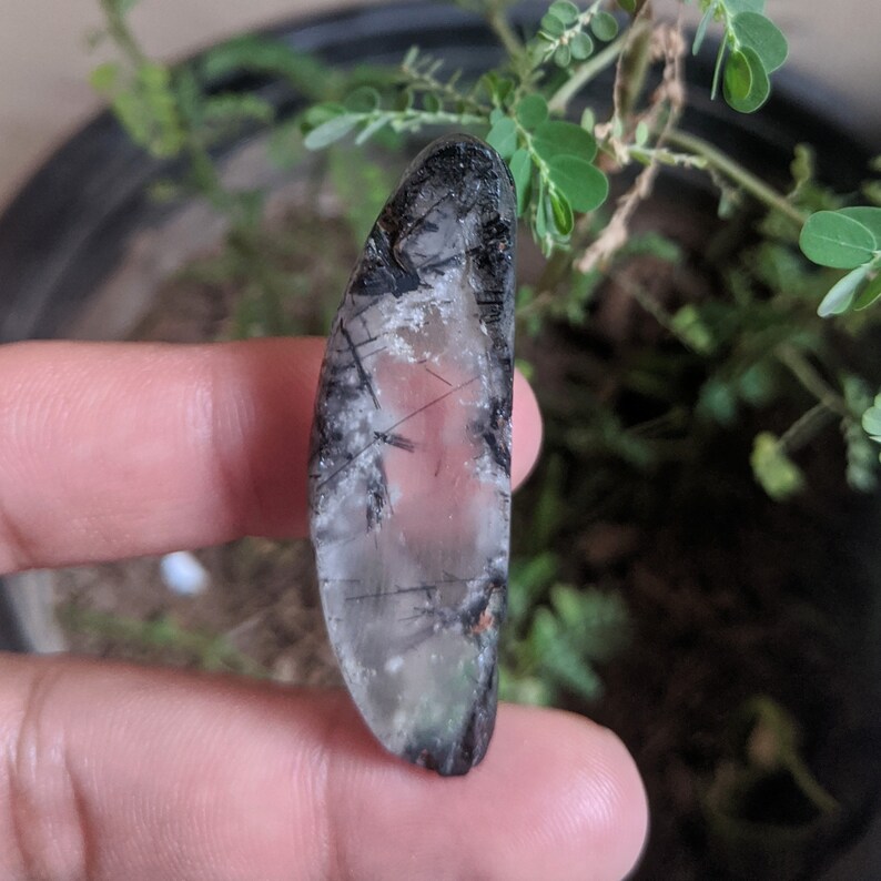 Smooth Cabochon 50x15x7-MM Rutilated Lodolite Quartz Garden quartz shaman quartz scenic quartz lens quartz tumbled chlorite quartz