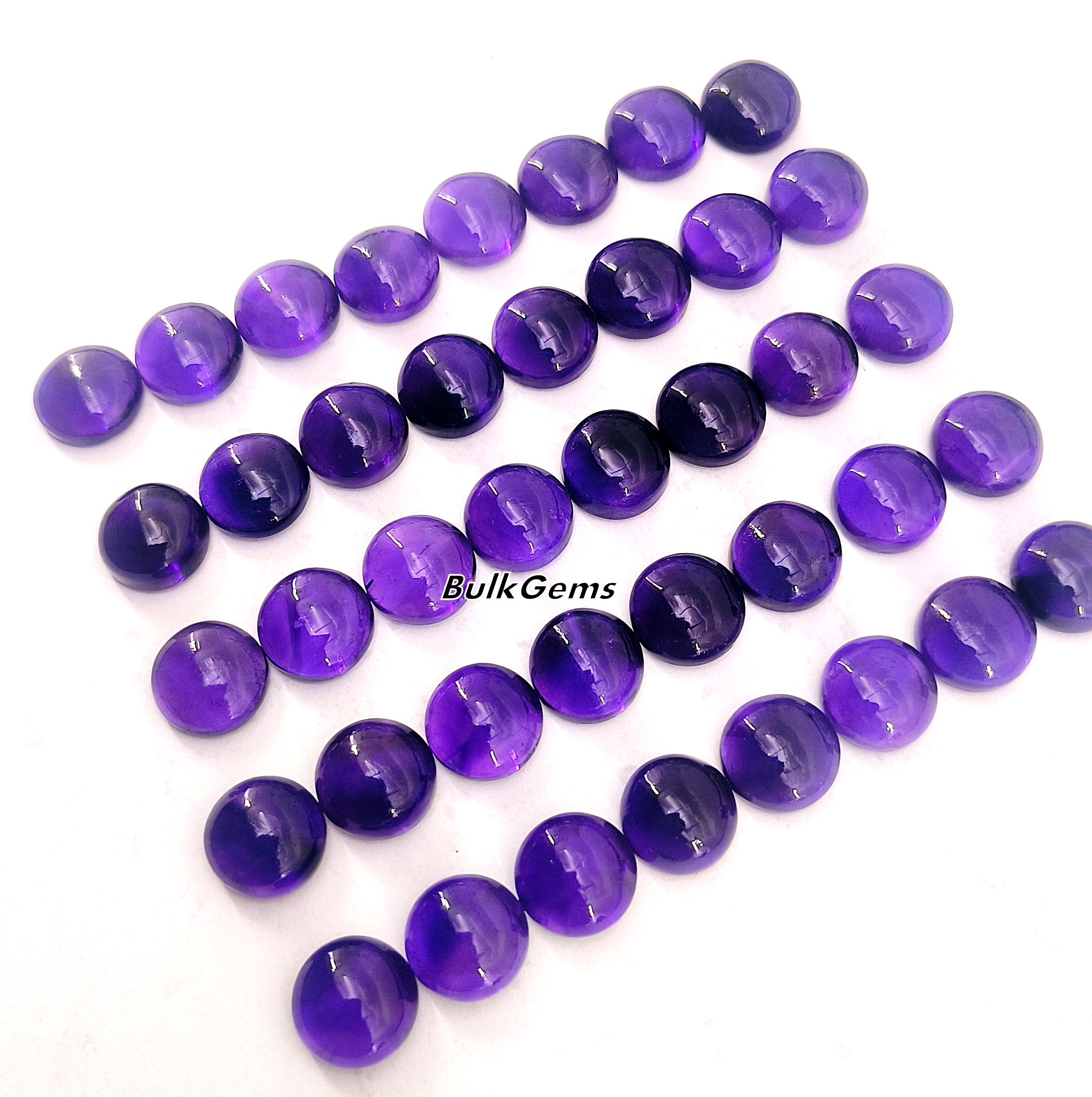 アメジスト カボション ロット – 9 x 9 mm 研磨済みラウンド宝石