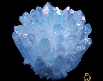 Blue Rainbow Titanium Quartz Cluster: Mineral Specimen, Reiki Healing