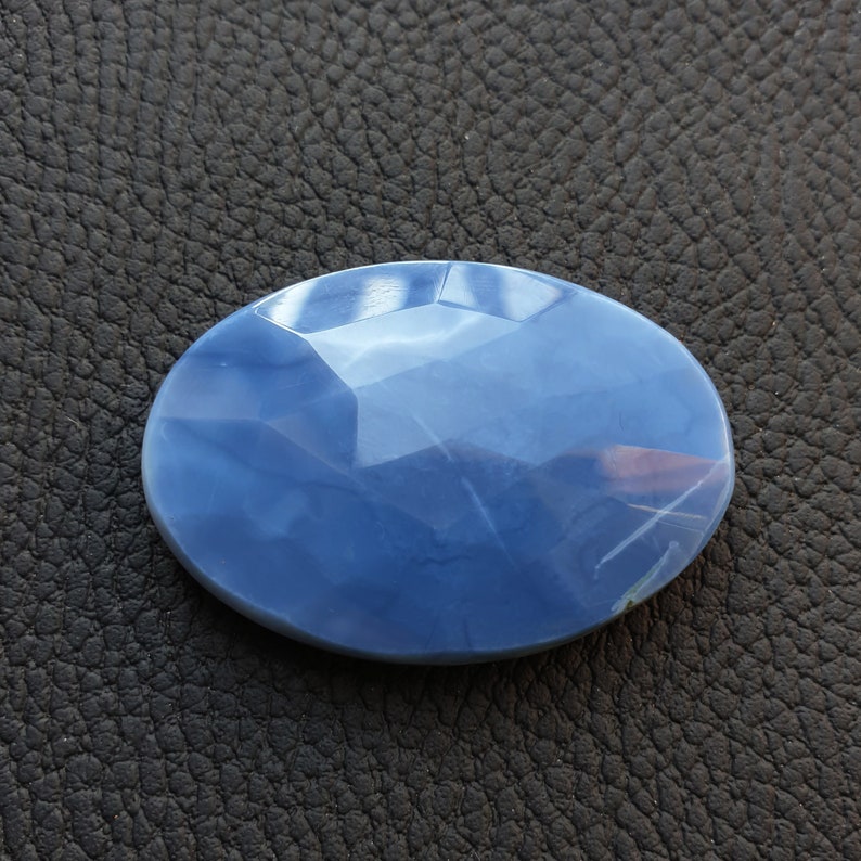Artistic A-One Quality Natural Blue Opal Faceted Gemstone Oval Shape Cabochon Loose Hand Crafted Crystal For Making Jewelry 43x35x8-MM 69-Ct