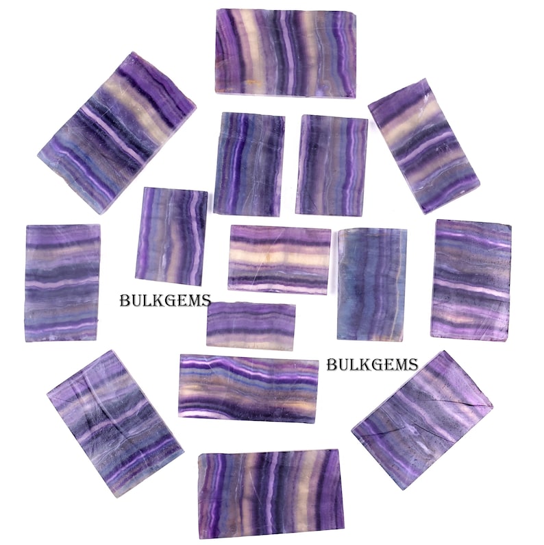 Raw Fluorite Slab Lot - Natural Gemstone Slices for Jewelry Making image 1