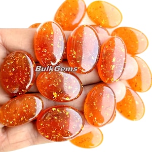 Amber Artificial OVAL - Wholesale Amber OVAL Cabochons - loose Amber OVALs lot for making Jewelry and things - Artificial Amber Gemstone