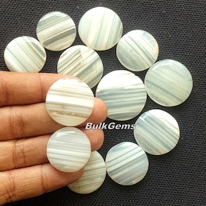 White Agate ! Wholesale Lot Of White Agate Round Cabs-  White Agate Rounds for Craft And Decoration - White Banded Agate Gemstone Lot