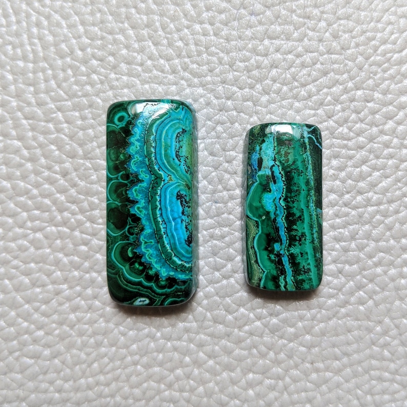 Magnificent 2 Pieces Rectangle Lot 54-CT Natural Chrysocolla Malachite Beads Chrysocolla Cabochon Loose Crystal Halloween Surprise Jewelry
