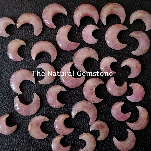 Rose Quartz Moon! Wholesale Rose Quartz Moon Cabochon Lot - Crescent Moon Rose Quartz - Bulk Crescent Rose Quartz Crystal Moon Necklace