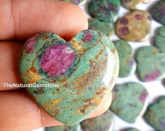Ruby Fuchsite Heart ! Wholesale Black Ruby Fuchsite - Polished hearts - Bulk Ruby Fuchsite  Flat back  - loose Ruby Fuchsite Hearts