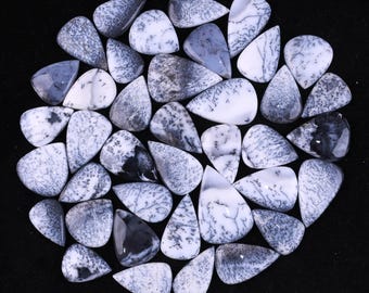 Dendritic Opal Gemstone Cabochon Pear Shape Lot – AAA Quality Jewelry Supply