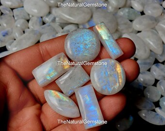 Wholesale Rainbow Moonstone Pack! Rainbow Moonstone Cabochon Lot- Bulk Flashy Rainbow Moonstone Crystal lot - Smooth Flashy Cab For Jewelry