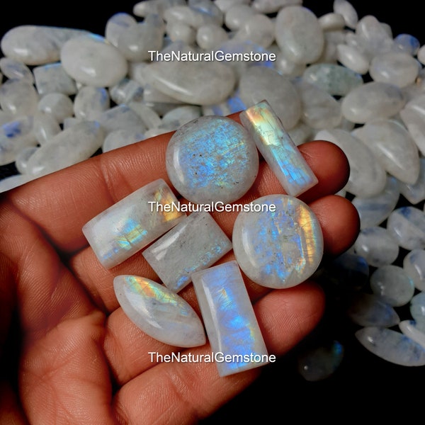 Wholesale Rainbow Moonstone Pack! Rainbow Moonstone Cabochon Lot- Bulk Flashy Rainbow Moonstone Crystal lot - Smooth Flashy Cab For Jewelry