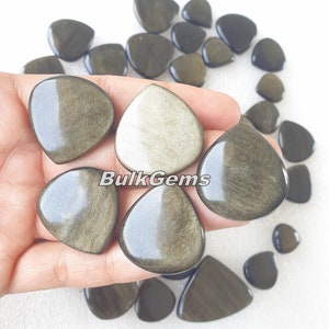 Golden Obsidian Betel! Wholesale Golden Obsidian Betel- Loose Golden Obsidian Hearts - Flat Back Hearts For Making Jewelry/Necklace Pendant