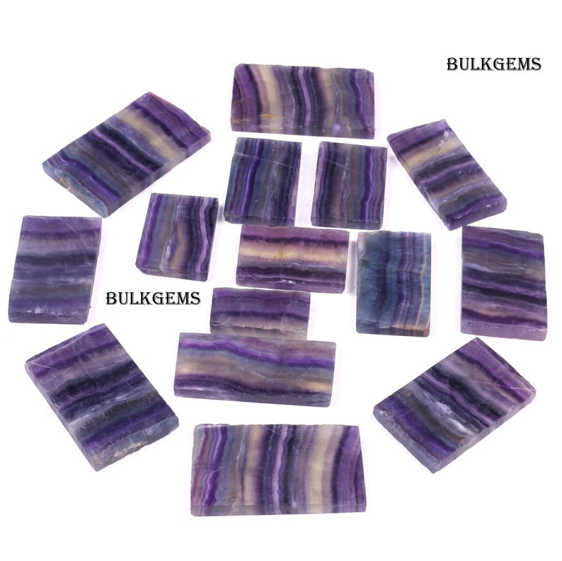 Raw Fluorite Slab Lot - Natural Gemstone Slices for Jewelry Making image 3