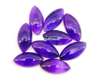 Amethyst Marquise Cabochon Lot – Purple Gemstone Jewelry Making (28x14mm)