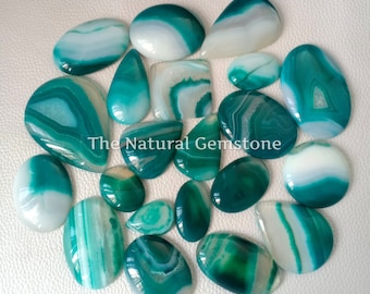 Grüne gebänderte Onyx Lot! Grün gebänderter Onyx Cabochon - Grün gebänderter Onyx Edelstein - Großer Grün gebänderter Onyx Stein für die Herstellung von Schmuck