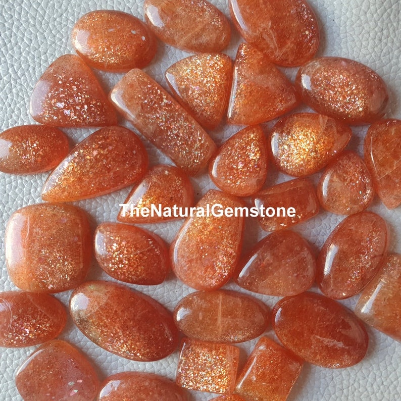 Sonnenstein AAA Qualität Orange Sparkle Sunstone Großhandels-Sunstein Cabochon loser Sonnenstein Edelstein zur Herstellung von Schmuck Bild 4