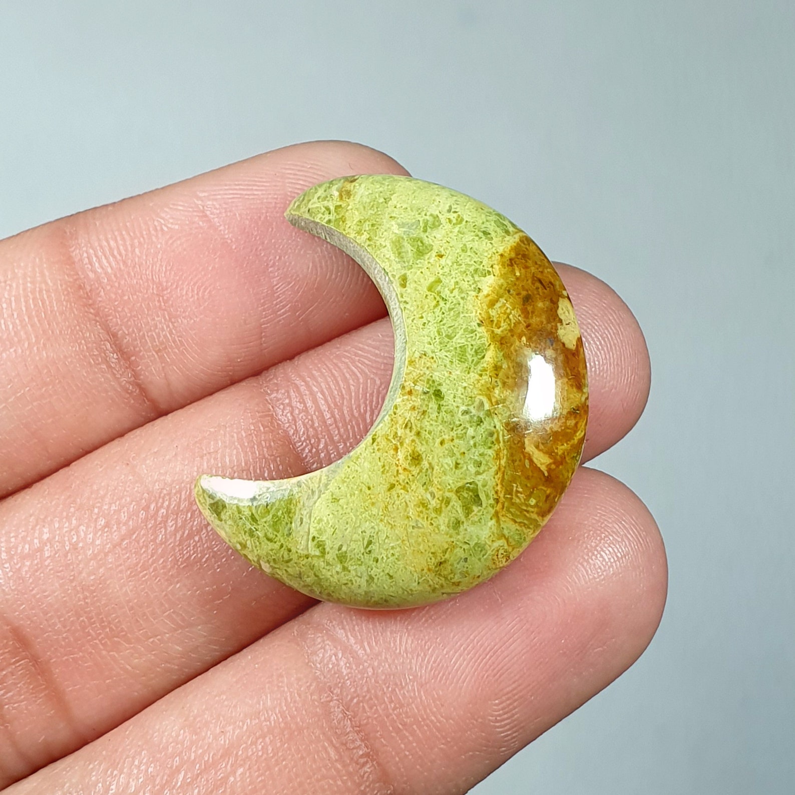 BEAUTIFUL Natural Unakite Jasper Moon Crescent Jasper Moon Etsy