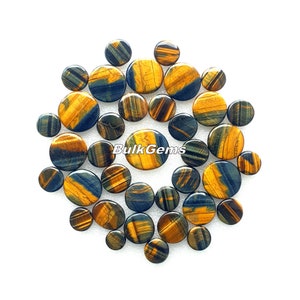 Piedra de ojo de tigre multicolor - Lote al por mayor de cabujón de ojo de tigre redondo multicapa - Lote de cabujón pulido de ojo de tigre multicapa redondo para joyería