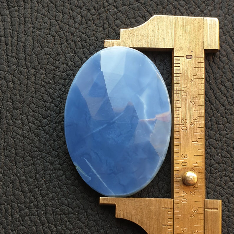 Artistic A-One Quality Natural Blue Opal Faceted Gemstone Oval Shape Cabochon Loose Hand Crafted Crystal For Making Jewelry 43x35x8-MM 69-Ct