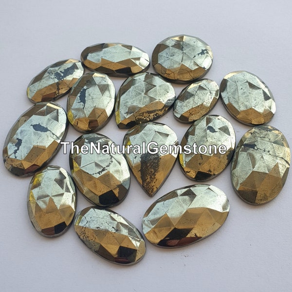 Wholesale Apache Gold/Pyrite Gemstone - Faceted Apache Gold Lot - Rose cut Apache Gold - Flat Back - Hand cut polish - Pyrite for Jewelry