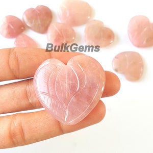 Geschnitztes Rosenquarz Herz ! Großhandels-Rosenquarz-Herz-Lot - Rosenquarz-Herz-Bulk Rosa Herz-Lot - Rosenquarz zur Herstellung von Schmuck