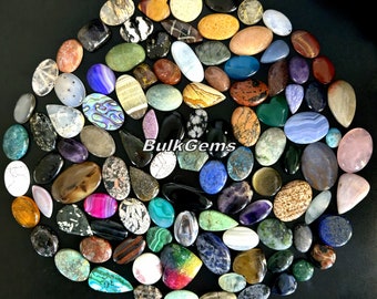 100 Stück Cabochon Lot - Spezielle Mix Edelstein Lot - Limited Edition Cabs Lot - Alle Steinnamen in Beschreibung geschrieben