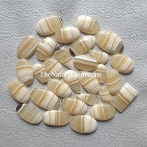 Calcite Gemstone - Wholesale Yellow Calcite Cabochon Lot - Banded Calcite stone Cabs - Flat Back Calcite Cab - crystal cab for jewelry