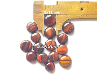 Red Tiger's Eye Cabochons – 12mm Round Gemstone for Jewelry Making