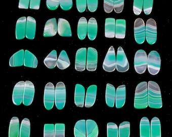 Banded Agate Gemstone Cabochon Pair - All Color Stone Pairs Lot, 20-35mm