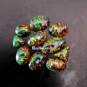 Ethiopian Opal Black Shade Bello Opal !Wholesale Lot of Ethiopian Opal - Multi Flashy Galaxy Opal - Mix Size Opal Cabs for making jewelry