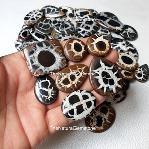 Septarian Cabochon, Septarian Stone, Spider Web Design Gemstone, Moroccan Black Septarian Nodule Gemstone