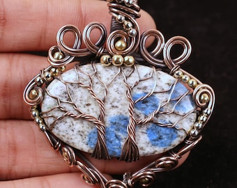 AA+ Quality K2 Jasper Handcrafted Copper Pendant - Wire Wrapped Gemstone Jewelry, Perfect Gift For Mother