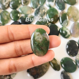 Wholesale Moss Agate Oval Gemstone, designer Moss Agate Cabochon, Moss Agate smooth Cab, polish Green Moss Agate crystal for making jewelry