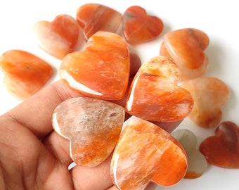 Hand Polished Orange Quartz Gemstone Hearts – Jewelry Making