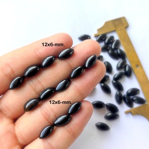Black Onyx Gemstone  - Calibrated 12x6mm Marquise - Natural Black Onyx Cabochon lot - Wholesale Black Onyx Cabs for making jewelry