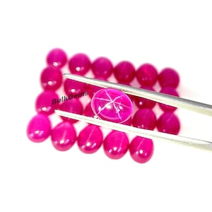 Lindy Star Sapphire - Wholesale Lindy Star Pink Oval 10X8mm Gemstone - Bulk Lindy Star Cabochon Lot - For Making Ring, Earrings, Necklace