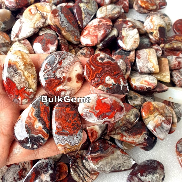 Crazy Lace Agate Cabochon Lot, Natural Crazy lace Gemstone, Smooth Wholesale Cab Crazy lace Stone for Making  Jewelry